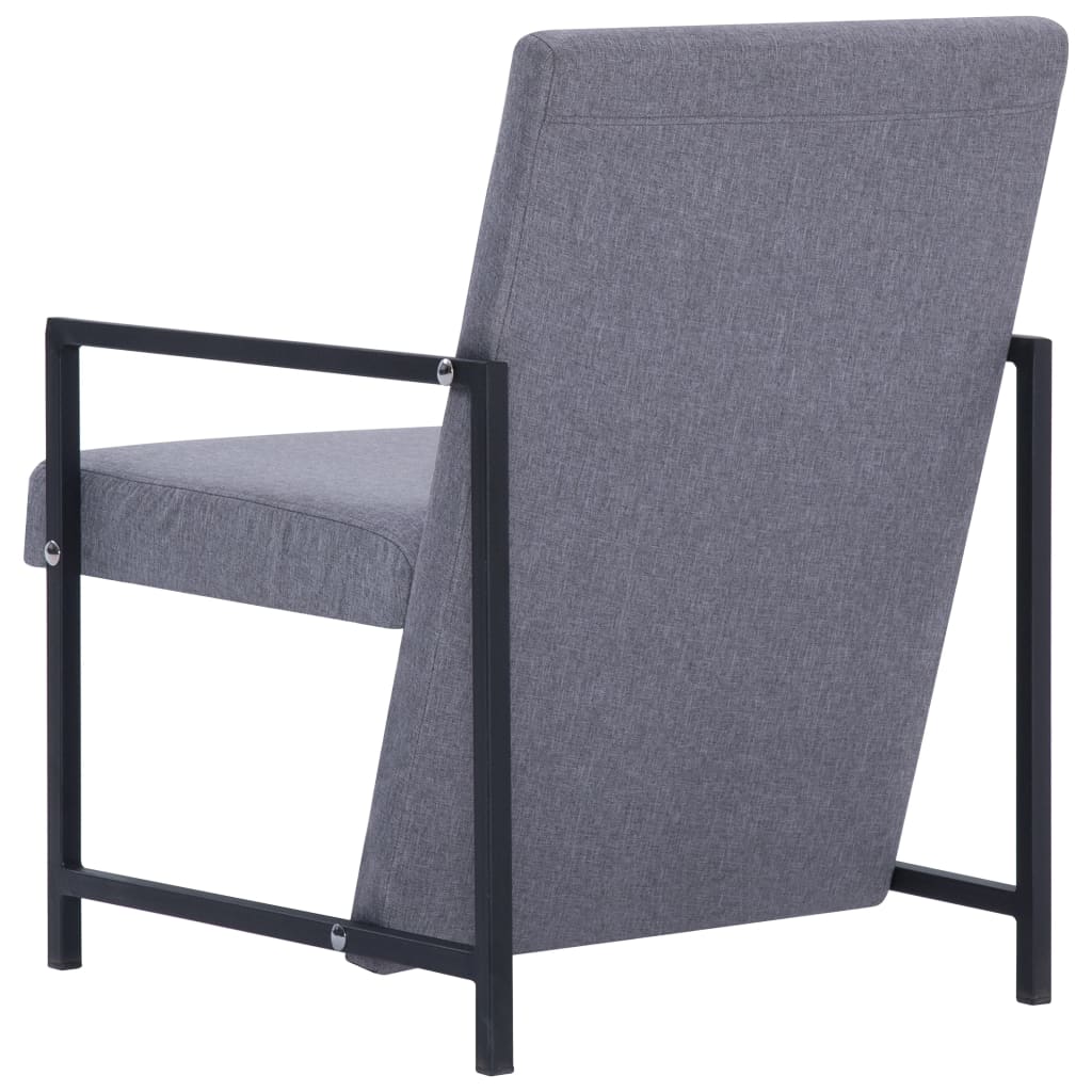 armchair-with-chrome-feet-light-gray-fabric At Willow and Wine USA!