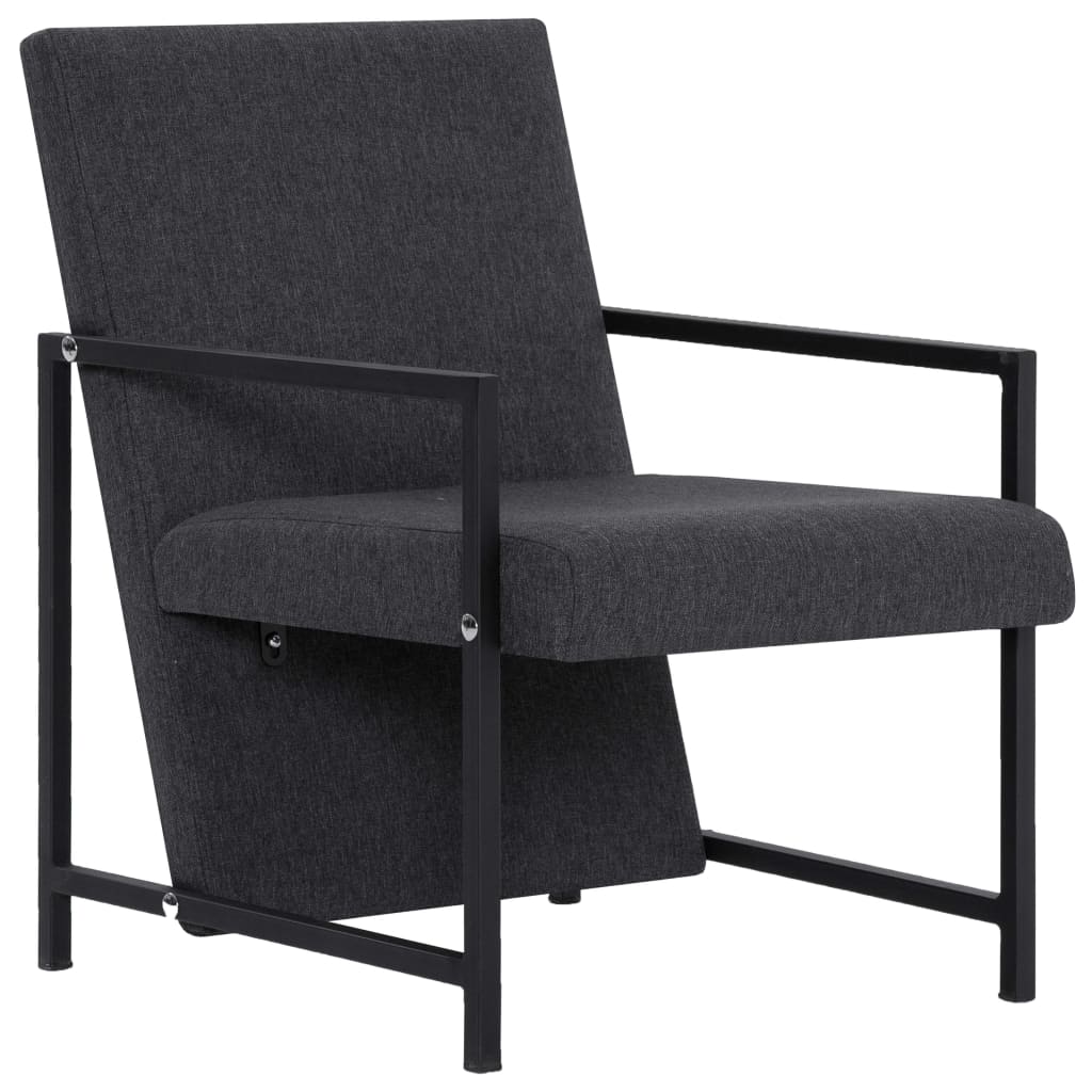 Armchair with Chrome Feet Dark Gray Fabric