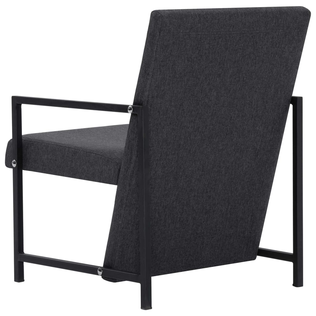 Armchair with Chrome Feet Dark Gray Fabric