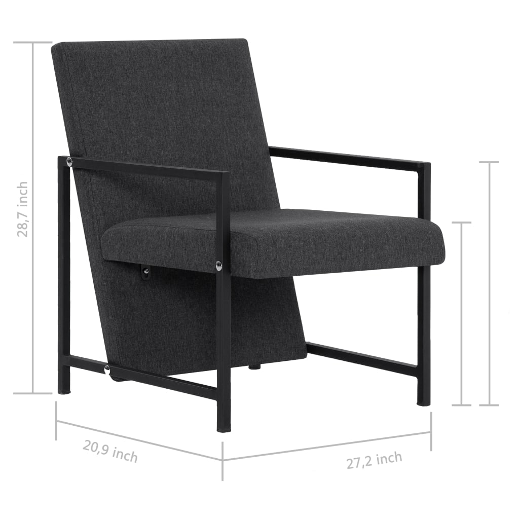 Armchair with Chrome Feet Dark Gray Fabric