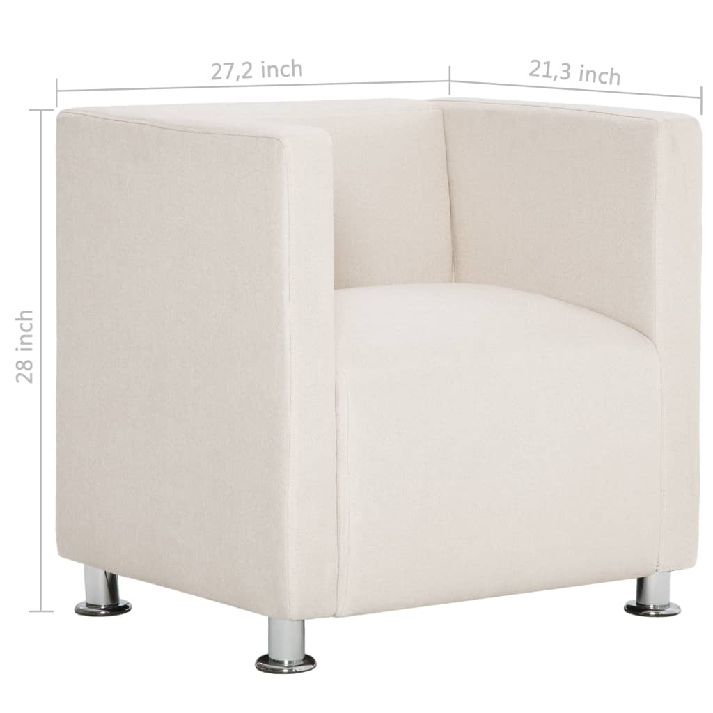 Cube Armchair Cream Fabric