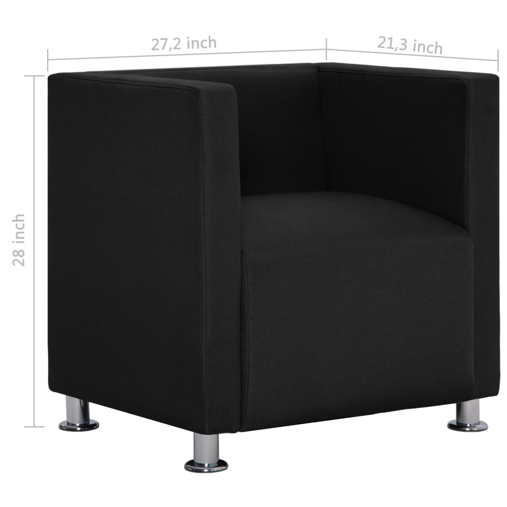 Cube Armchair Black Fabric