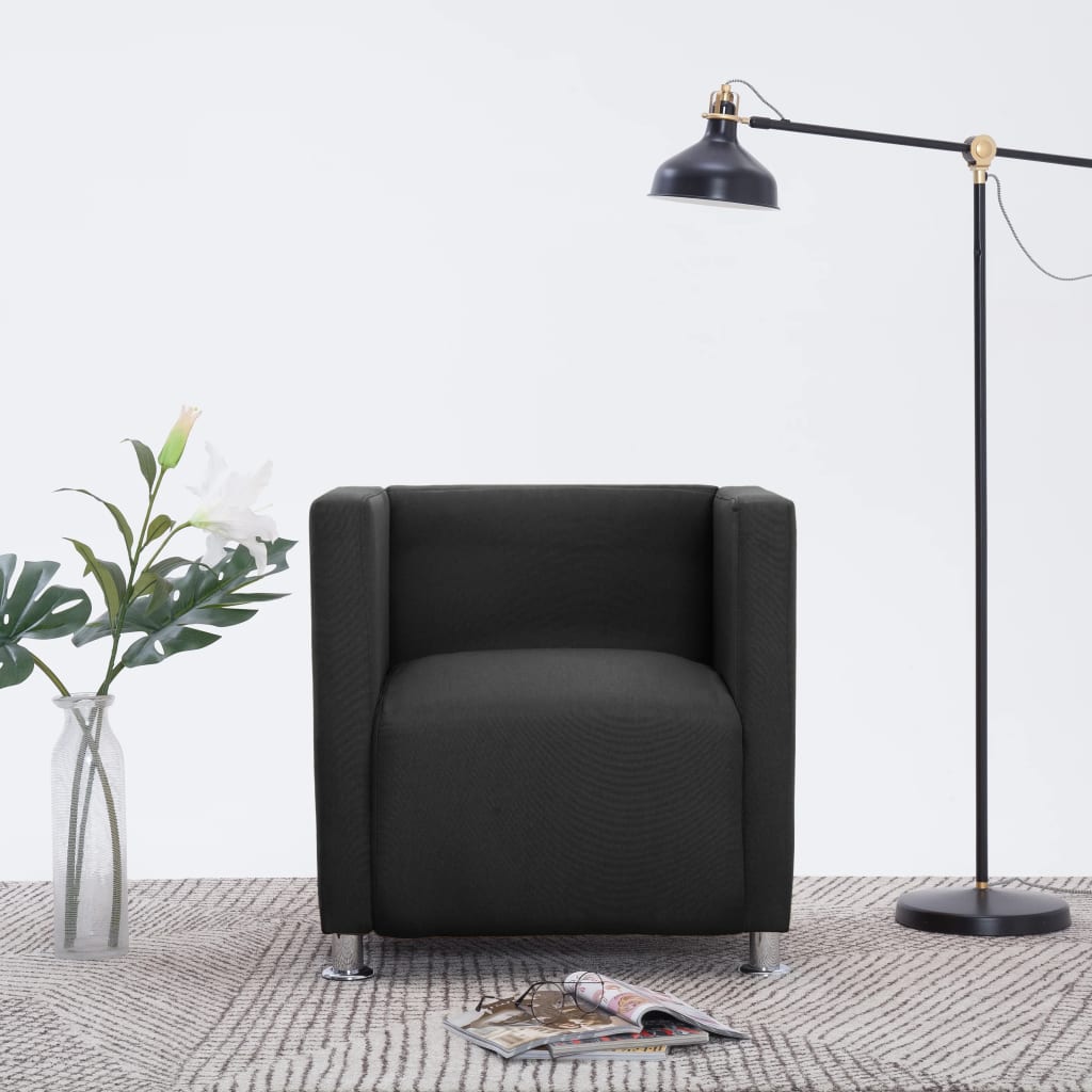 Cube Armchair Black Fabric