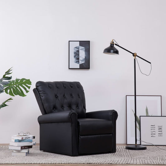 Reclining Chair Black Faux Leather