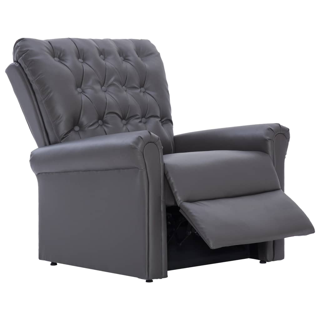 Reclining Chair Gray Faux Leather