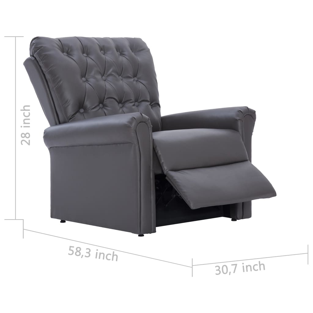 Reclining Chair Gray Faux Leather