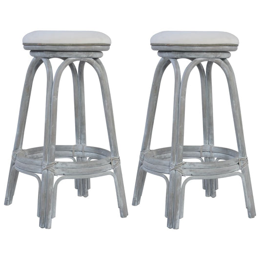 Bar Stools 2 pcs Gray Rattan