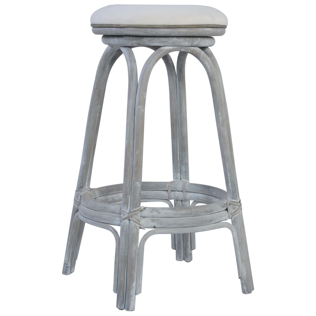 Bar Stools 2 pcs Gray Rattan