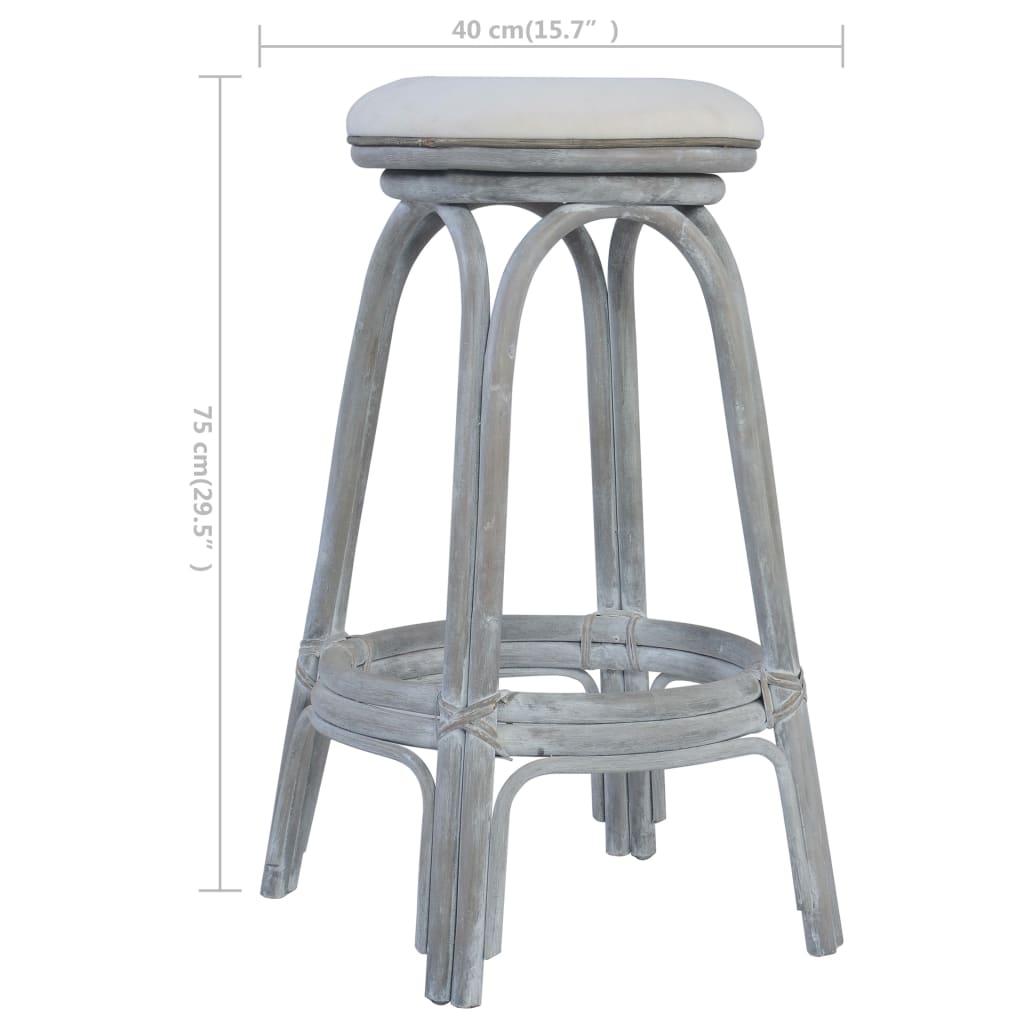 Bar Stools 2 pcs Gray Rattan