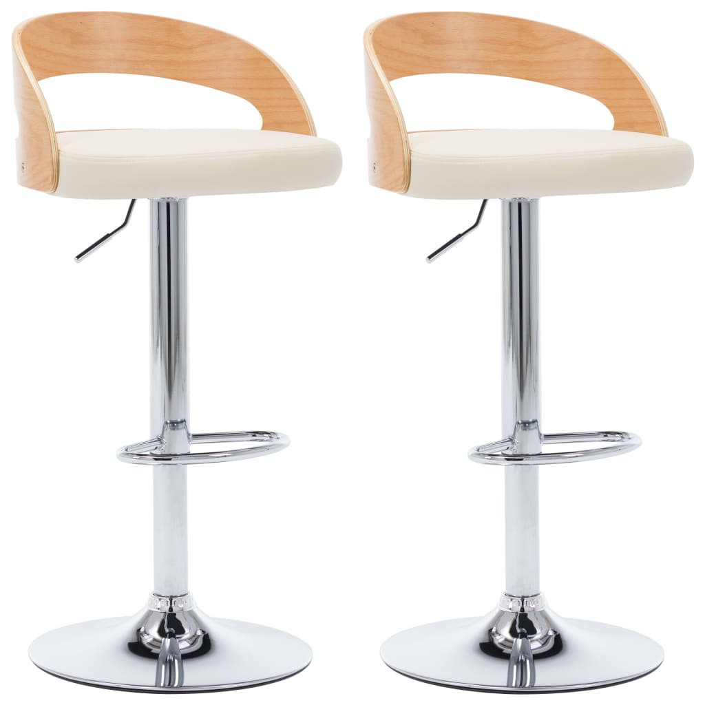 bar-stools-2-pcs-cream-faux-leather-and-bentwood At Willow and Wine USA!