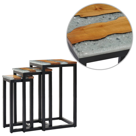 nesting-tables-3-pcs-solid-teak-wood-and-polyresin At Willow and Wine USA!