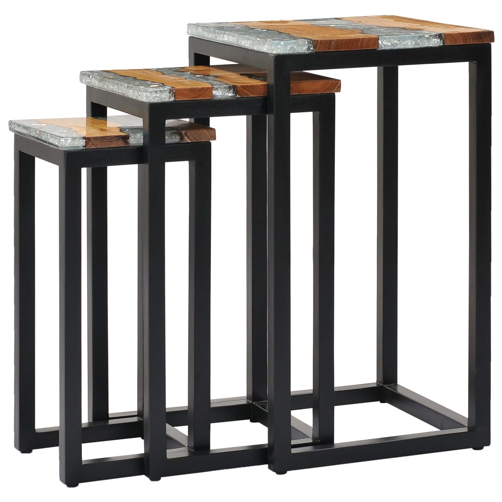 nesting-tables-3-pcs-solid-teak-wood-and-polyresin At Willow and Wine USA!