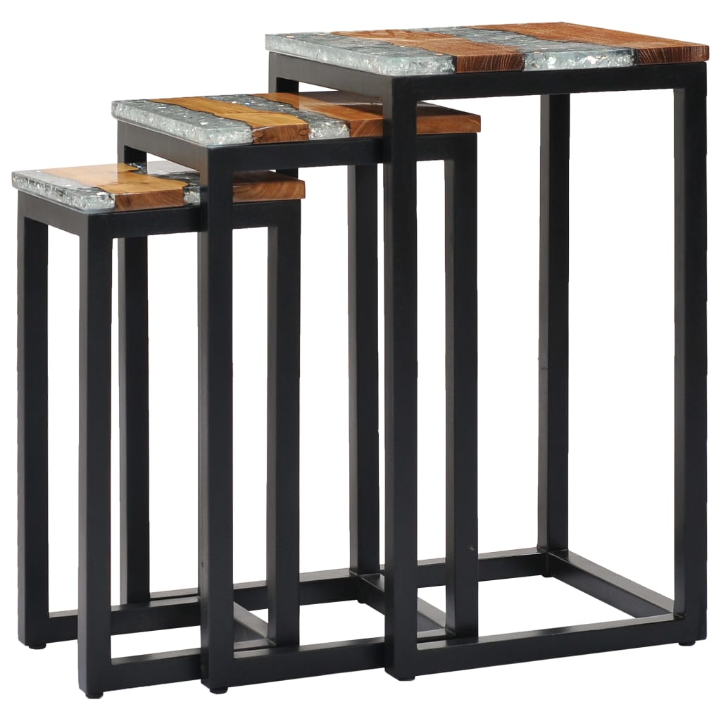 nesting-tables-3-pcs-solid-teak-wood-and-polyresin At Willow and Wine USA!