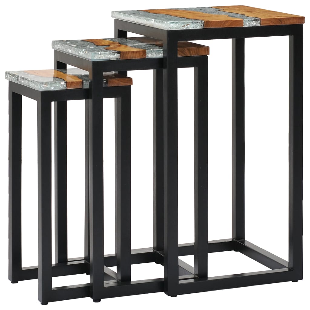 nesting-tables-3-pcs-solid-teak-wood-and-polyresin At Willow and Wine USA!