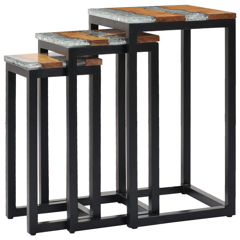 nesting-tables-3-pcs-solid-teak-wood-and-polyresin At Willow and Wine USA!