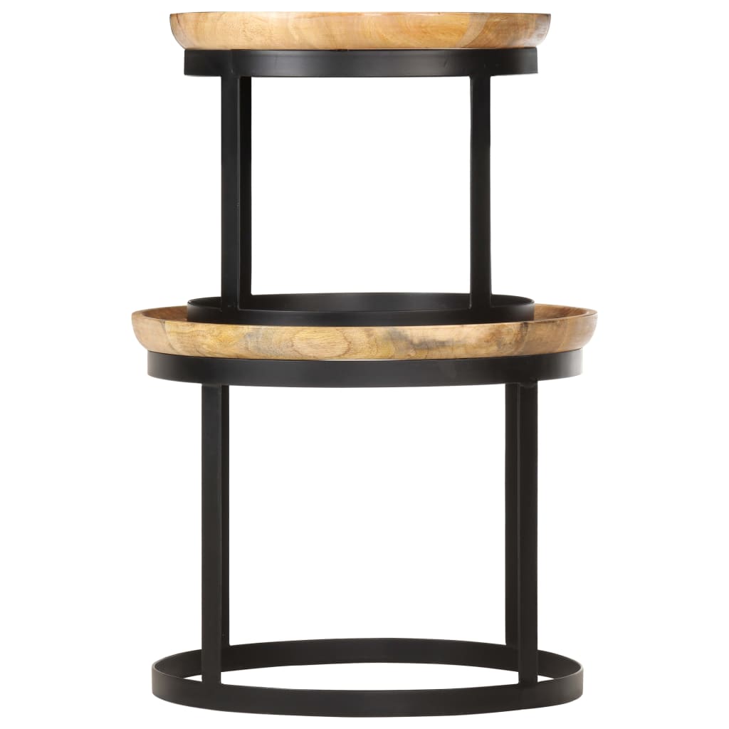 round-side-tables-2-pcs-solid-mango-wood-and-steel At Willow and Wine USA!