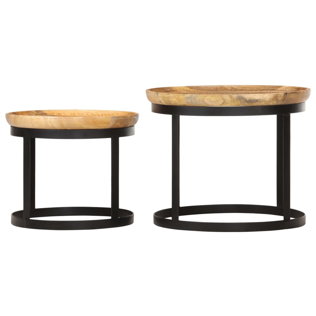 round-side-tables-2-pcs-solid-mango-wood-and-steel At Willow and Wine USA!