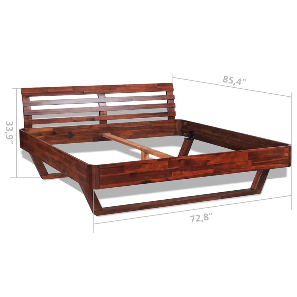 Bed Frame Solid Acacia Wood 70.9"x78.7"