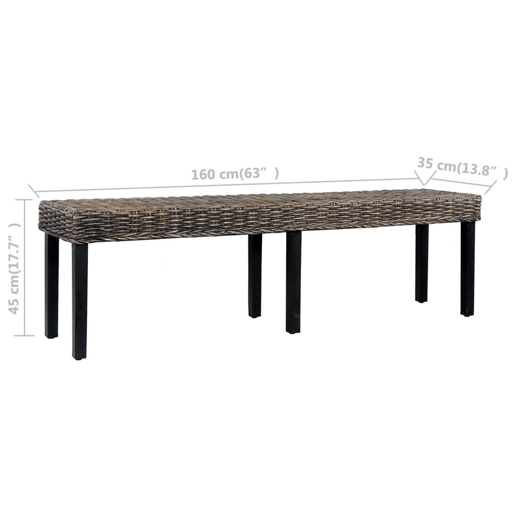 bench-63-black-natural-kubu-rattan-and-solid-mango-wood At Willow and Wine USA!