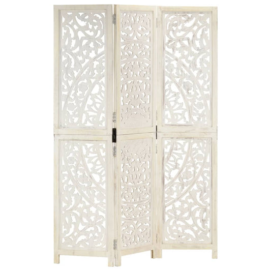 hand-carved-3-panel-room-divider-white-47-2-x65-solid-mango-wood-1 At Willow and Wine USA!