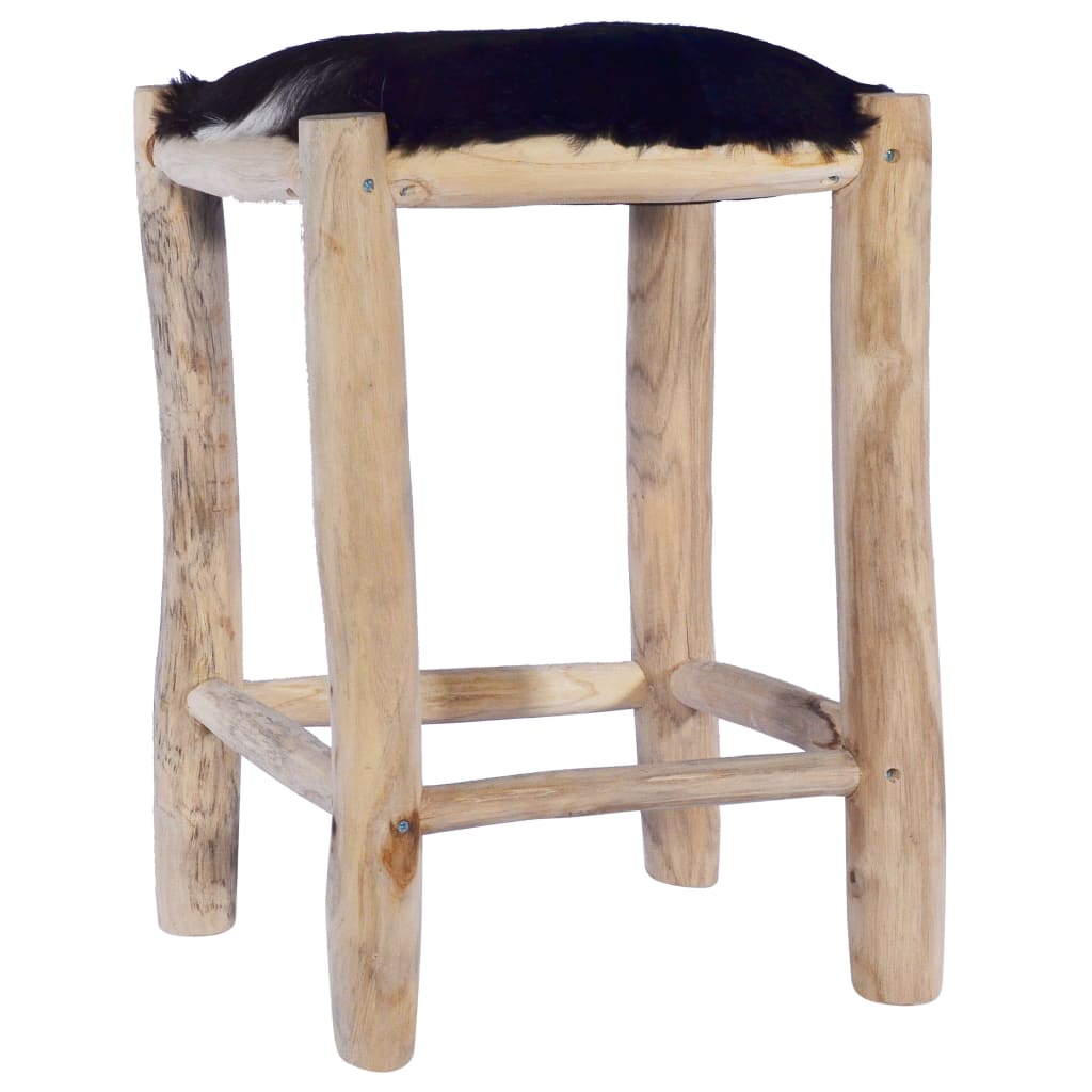 bar-stool-real-goat-leather-and-solid-teak-wood At Willow and Wine USA!