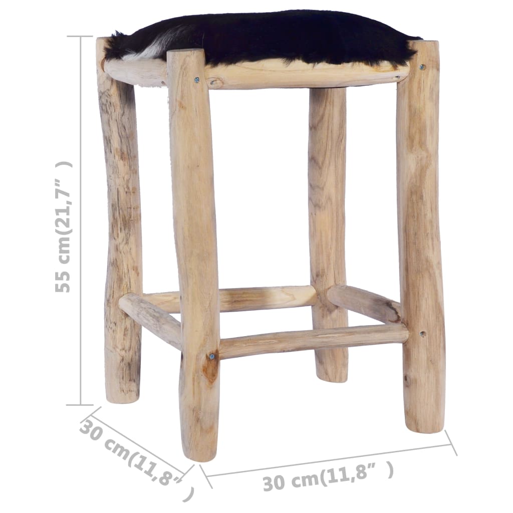 bar-stool-real-goat-leather-and-solid-teak-wood At Willow and Wine USA!