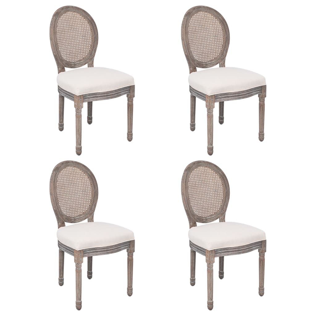 Dining Chairs 4 pcs Cream Fabric