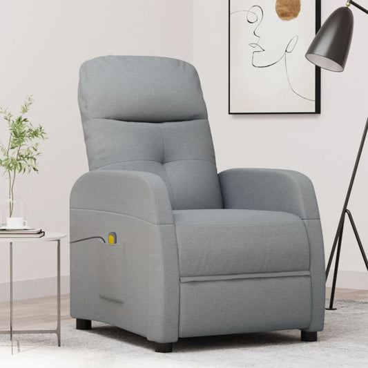 Massage Recliner Light Gray Fabric