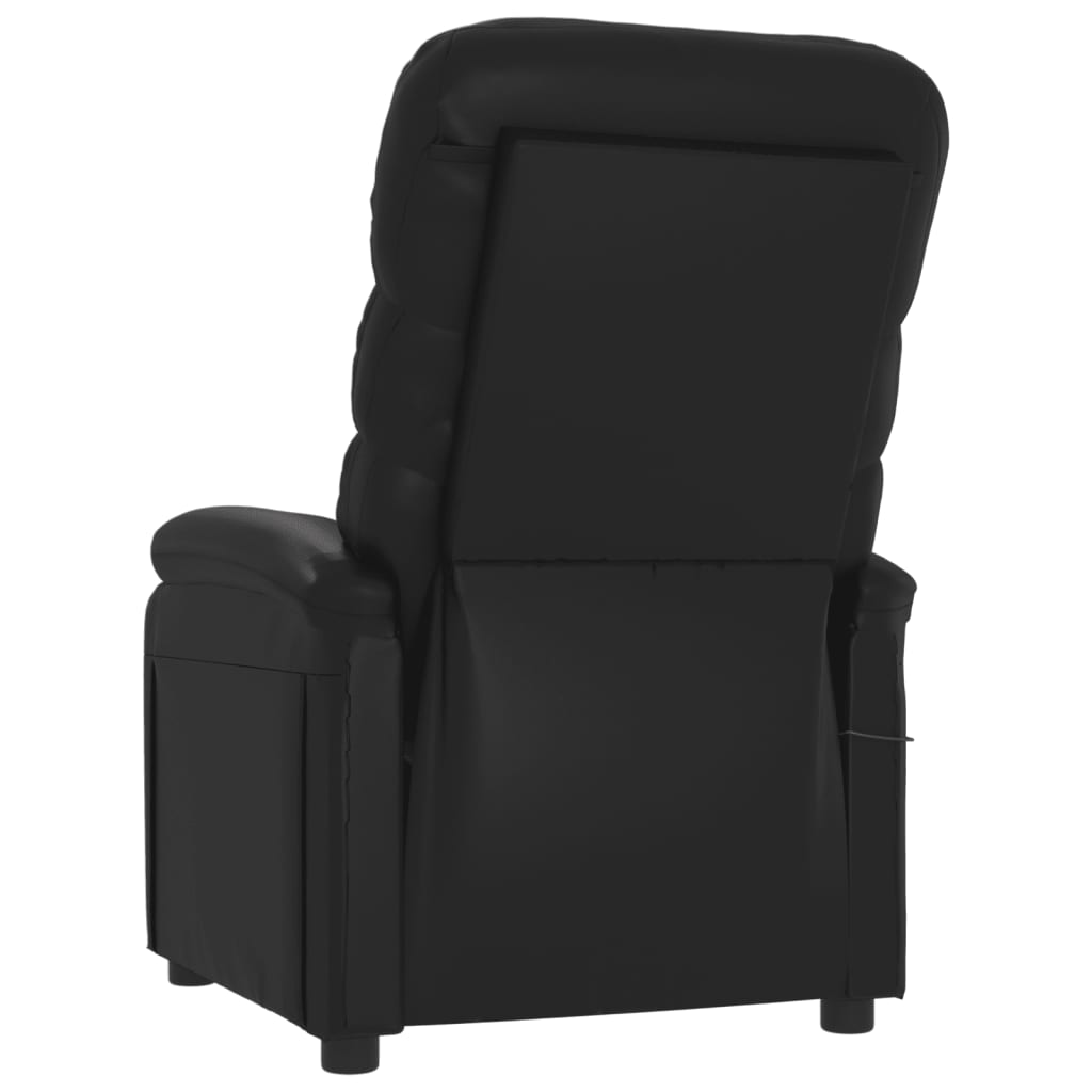 Massage Recliner Black Faux Leather