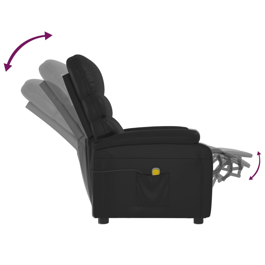 Massage Recliner Black Faux Leather