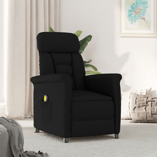 Massage Recliner Black Faux Suede Leather