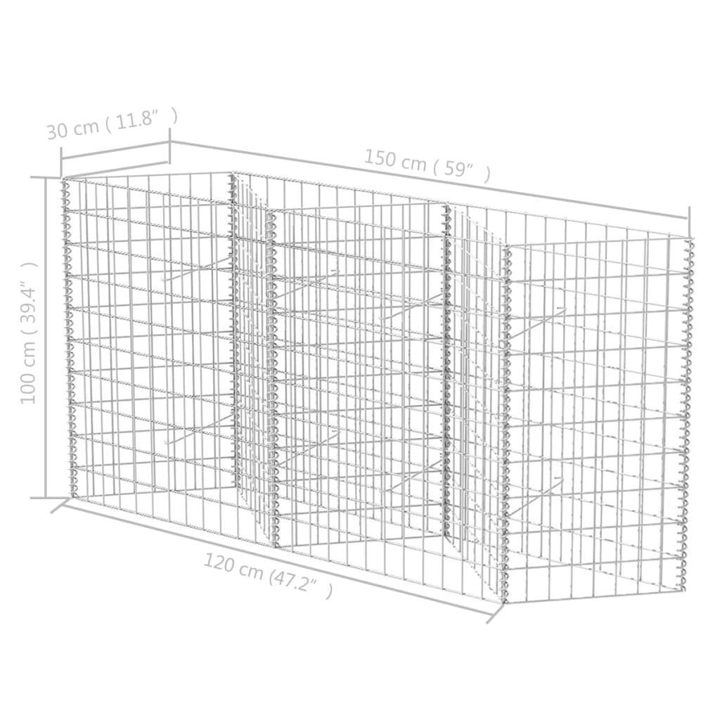 gabion-basket-galvanized-steel-47-2-x11-8-x39-4 At Willow and Wine USA!