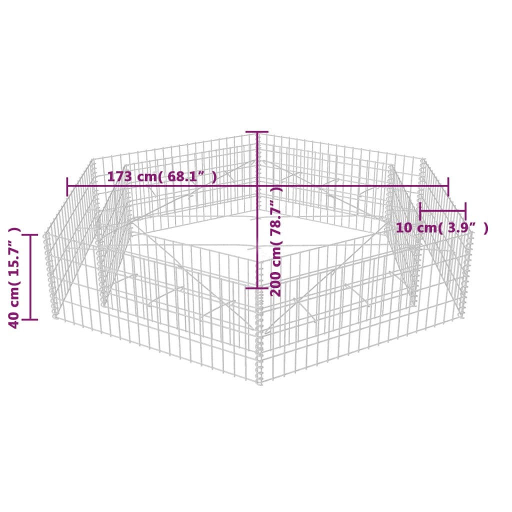 hexagonal-gabion-raised-bed-78-7-x68-1-x15-7 At Willow and Wine USA!