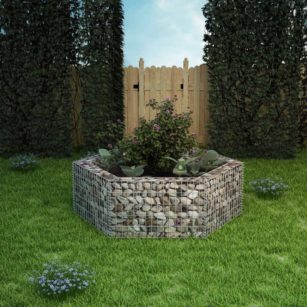 hexagonal-gabion-raised-bed-78-7-x68-1-x15-7 At Willow and Wine USA!