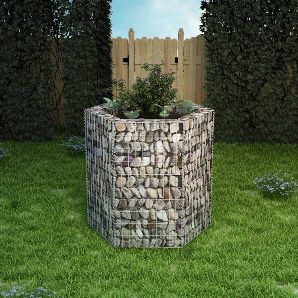 hexagonal-gabion-raised-bed-78-7-x68-1-x15-7 At Willow and Wine USA!