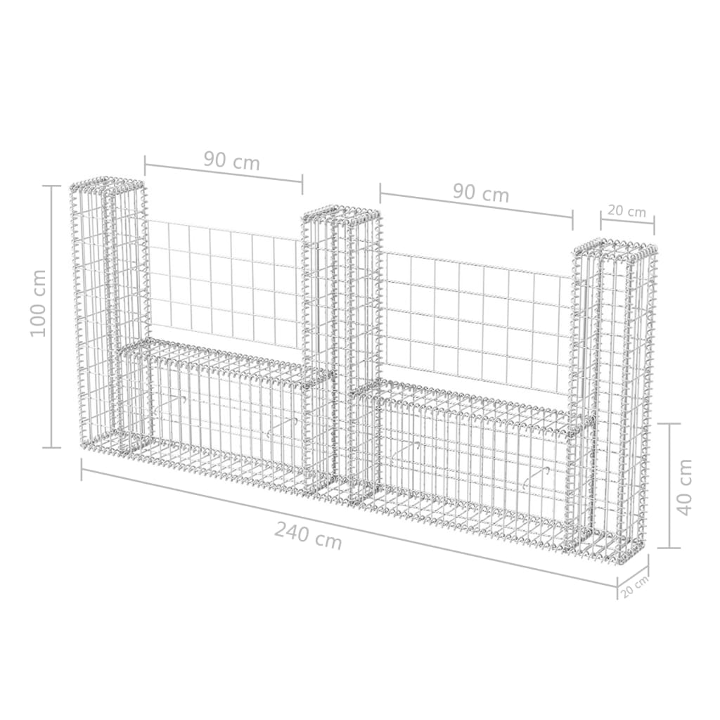 gabion-basket-u-shape-galvanized-steel-94-5-x7-9x39-4 At Willow and Wine USA!