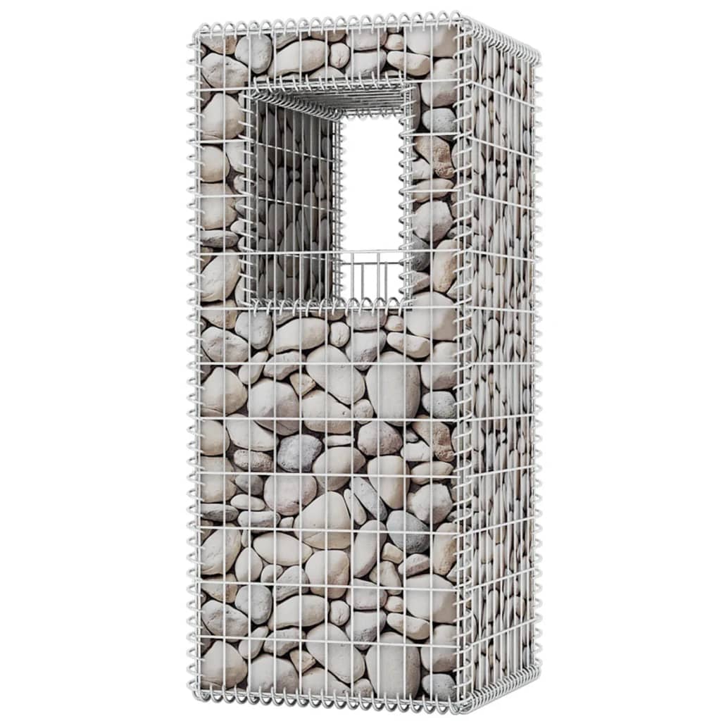 gabion-basket-post-planter-steel-19-7-x19-7-x47-2 At Willow and Wine USA!