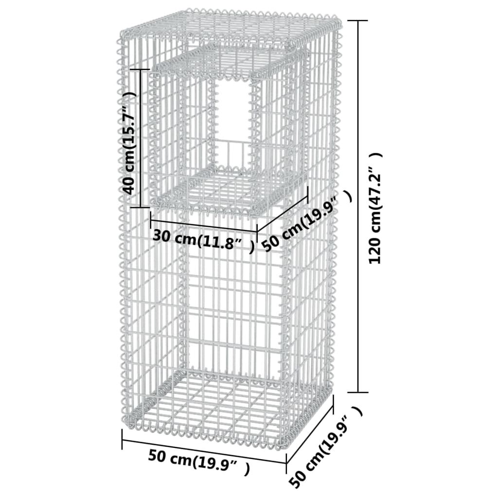 gabion-basket-post-planter-steel-19-7-x19-7-x47-2 At Willow and Wine USA!