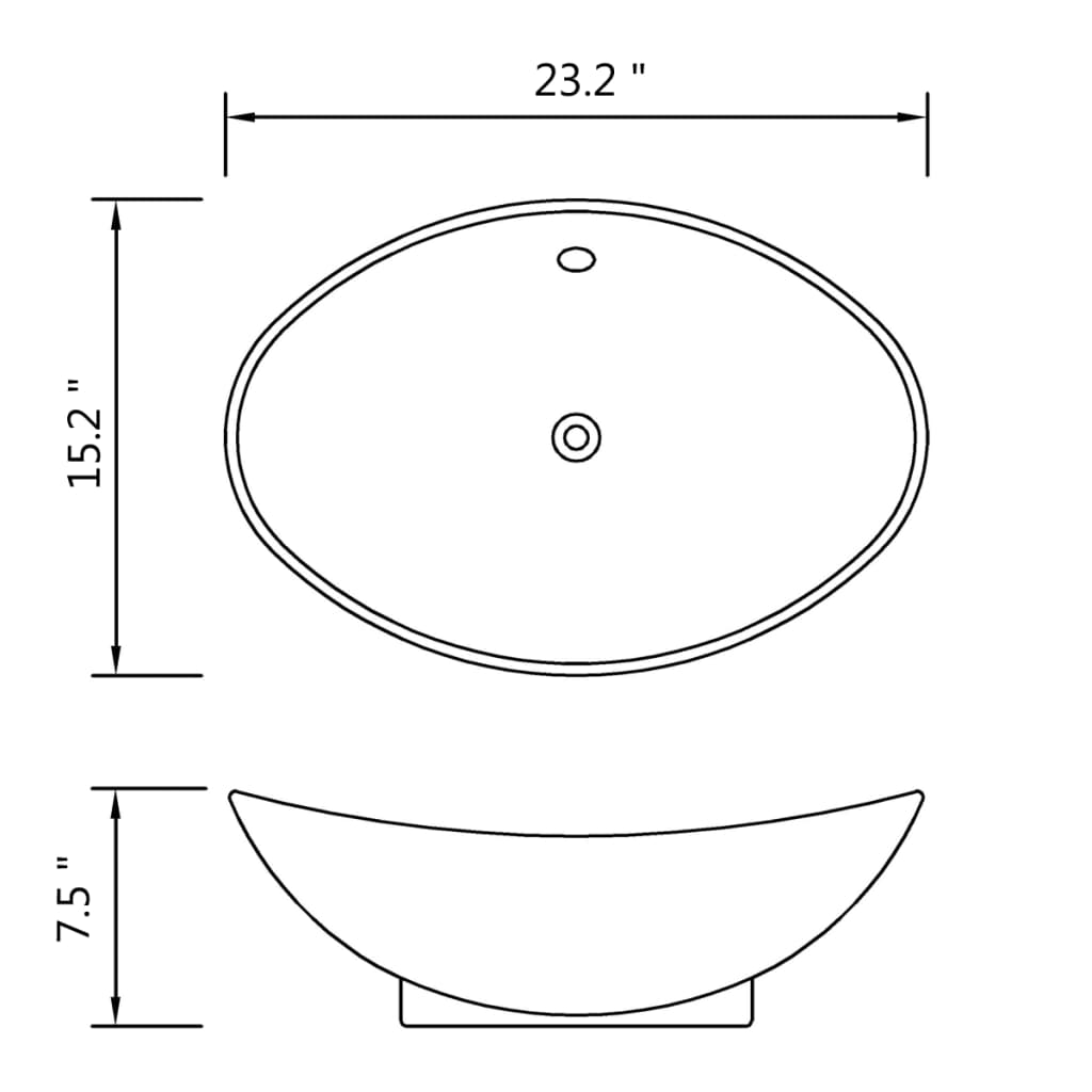 Luxury Ceramic Basin Oval with Overflow 23.2" x 15.2"