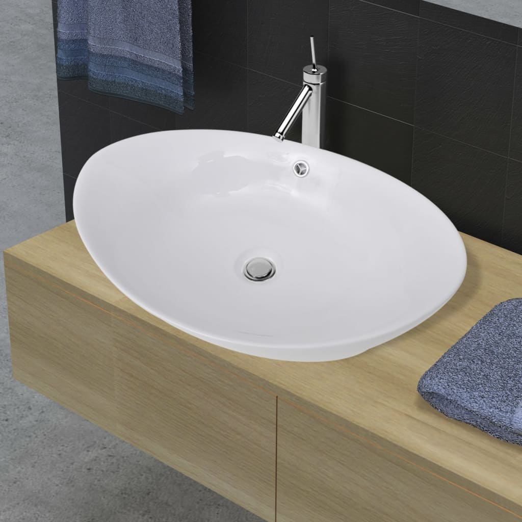 Luxury Ceramic Basin Oval with Overflow 23.2" x 15.2"