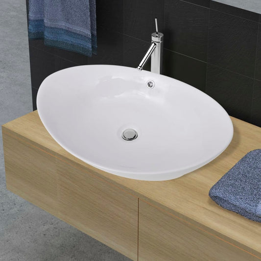 Luxury Ceramic Basin Oval with Overflow 23.2" x 15.2"