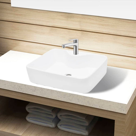 ceramic-bathroom-sink-basin-with-faucet-hole-white-square At Willow and Wine USA!