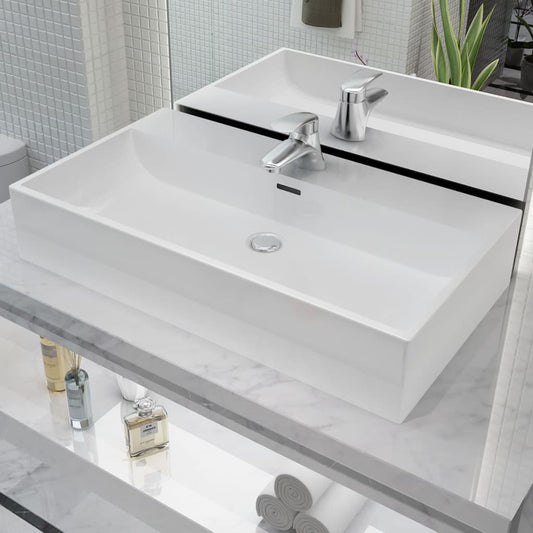 basin-with-faucet-hole-ceramic-white-29-9-x16-7-x5-7 At Willow and Wine USA!