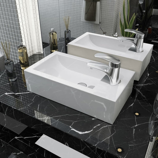 basin-with-faucet-hole-rectangular-ceramic-white-18-1-x10-x4-7 At Willow and Wine USA!