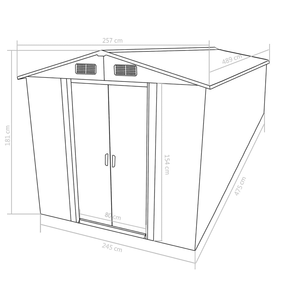 Garden Shed 101.2" x 192.5" x 71.3" Metal Brown