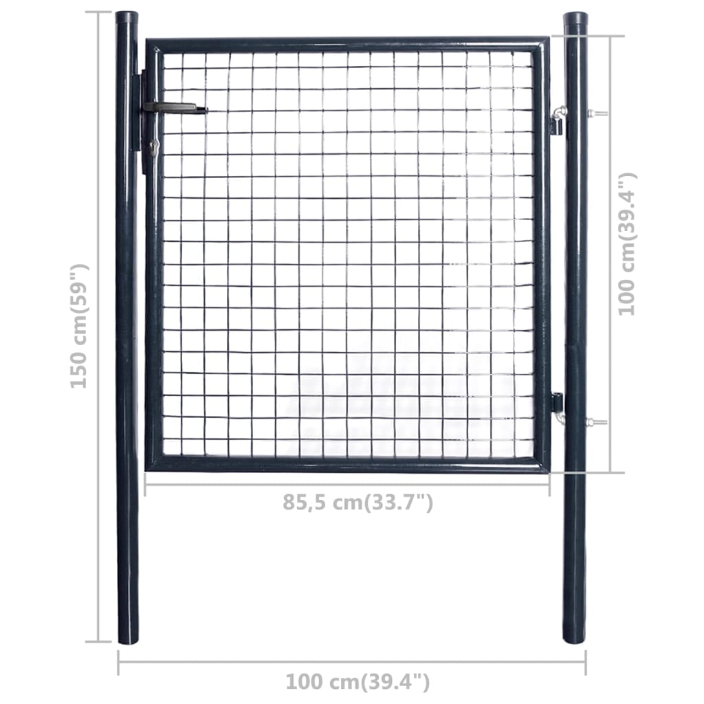 mesh-garden-gate-galvanized-steel-33-7-x39-4-gray At Willow and Wine USA!