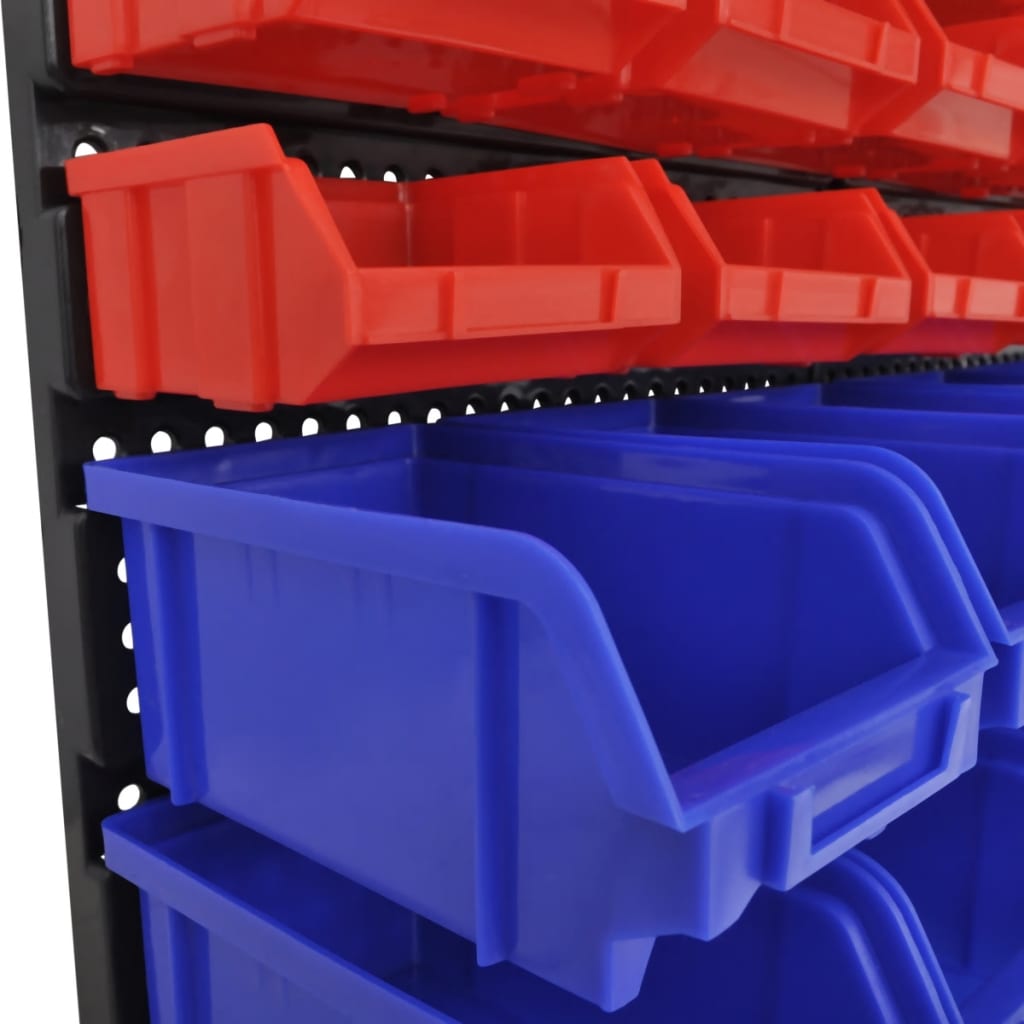 wall-mounted-garage-plastic-storage-bin-set-30-pcs-blue-red At Willow and Wine USA!