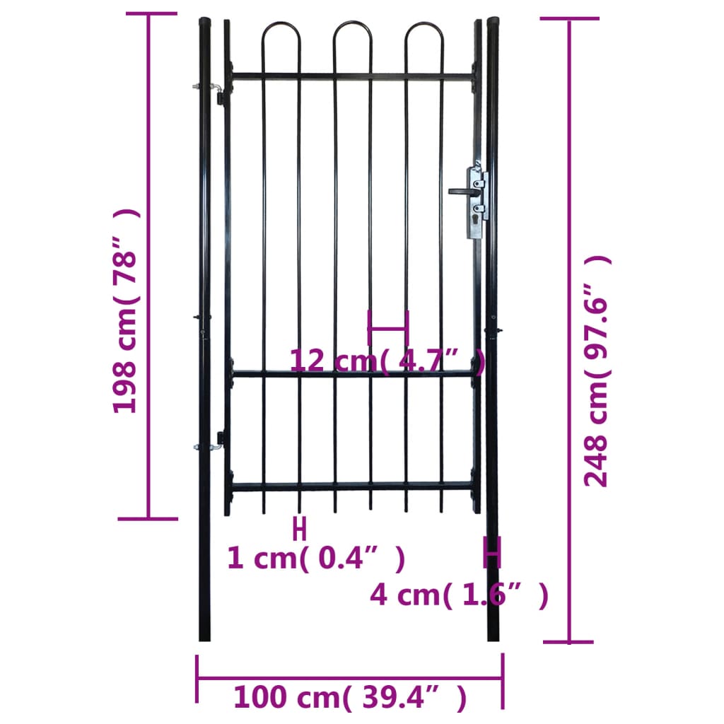 fence-gate-with-hoop-top-single-39-4-x78 At Willow and Wine USA!