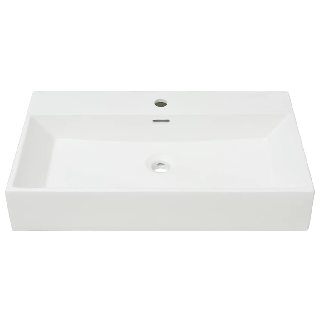 Basin with Faucet Hole Ceramic White 30"x16.7"x5.7"