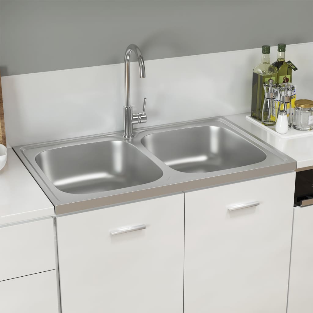 kitchen-sink-with-double-basins-silver-31-5-x23-6-x6-1-stainless-steel At Willow and Wine USA!